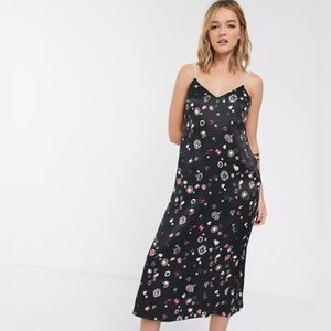 & Other Stories jewel print pearl strap cami dress in black